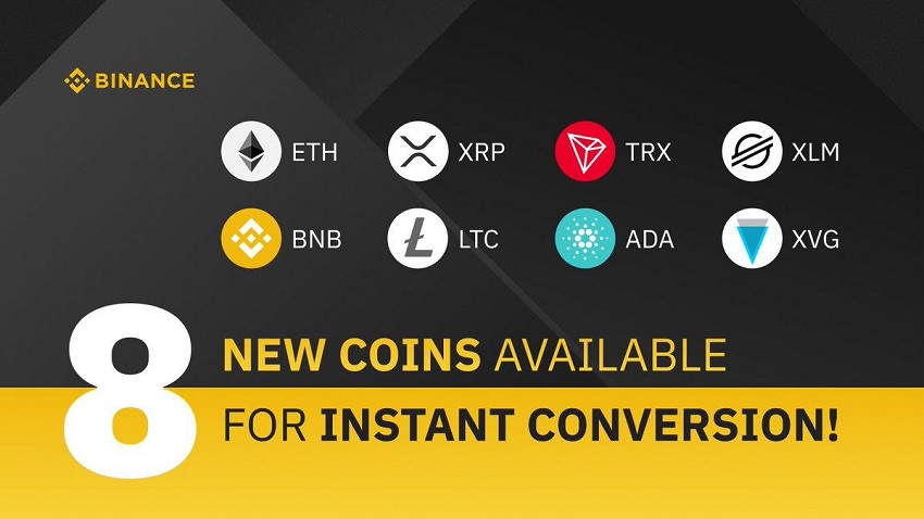 Binance Added 8 New Coins For Instant Conversions