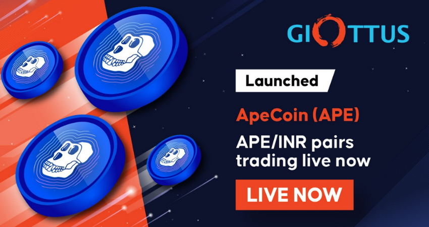 ApeCoin (APE) Has Listed By Giottus An Indian Crypto Platform