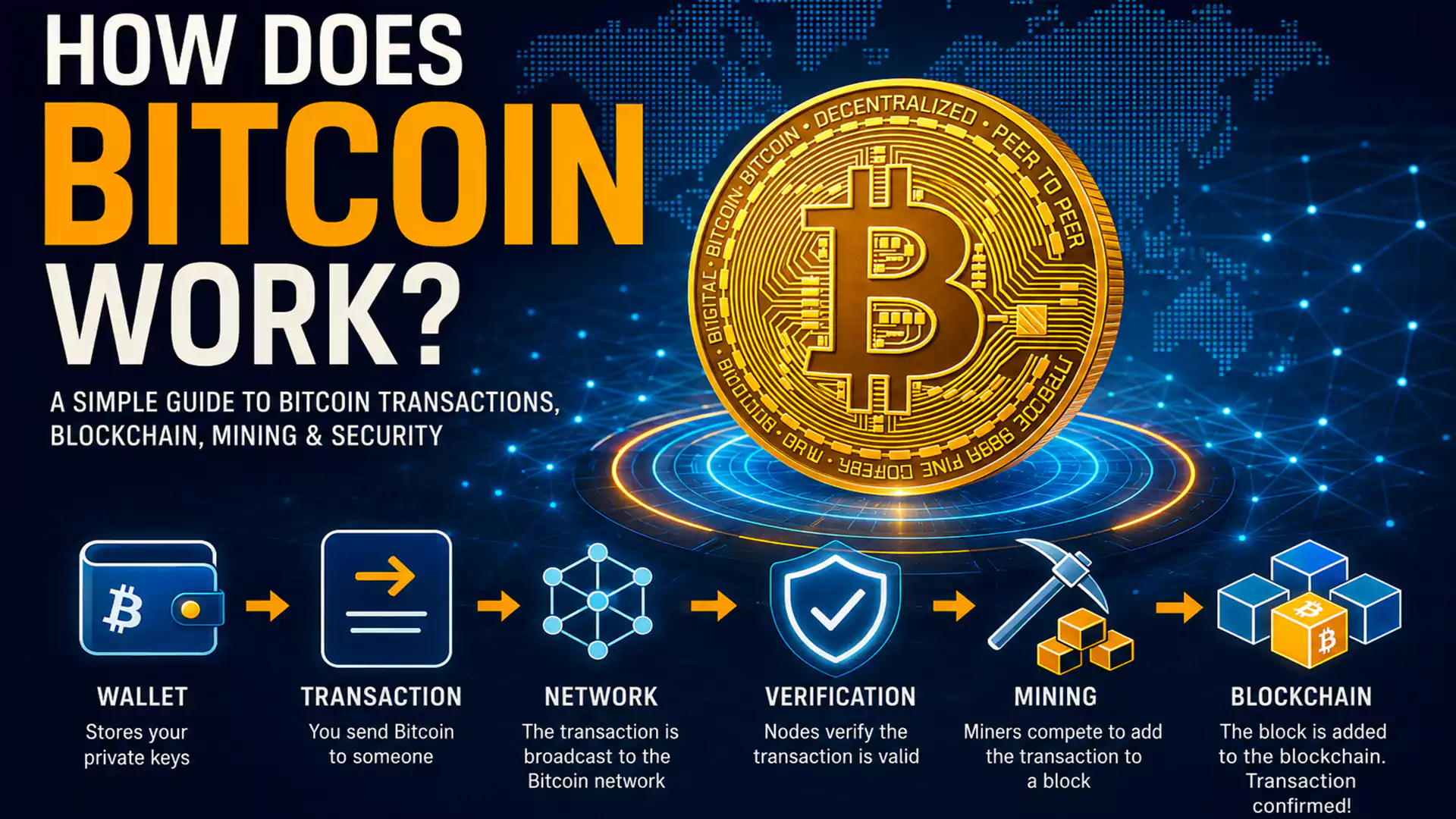 How Does Bitcoin Work? A Complete Guide to Bitcoin Transactions, Blockchain, Mining, and Security